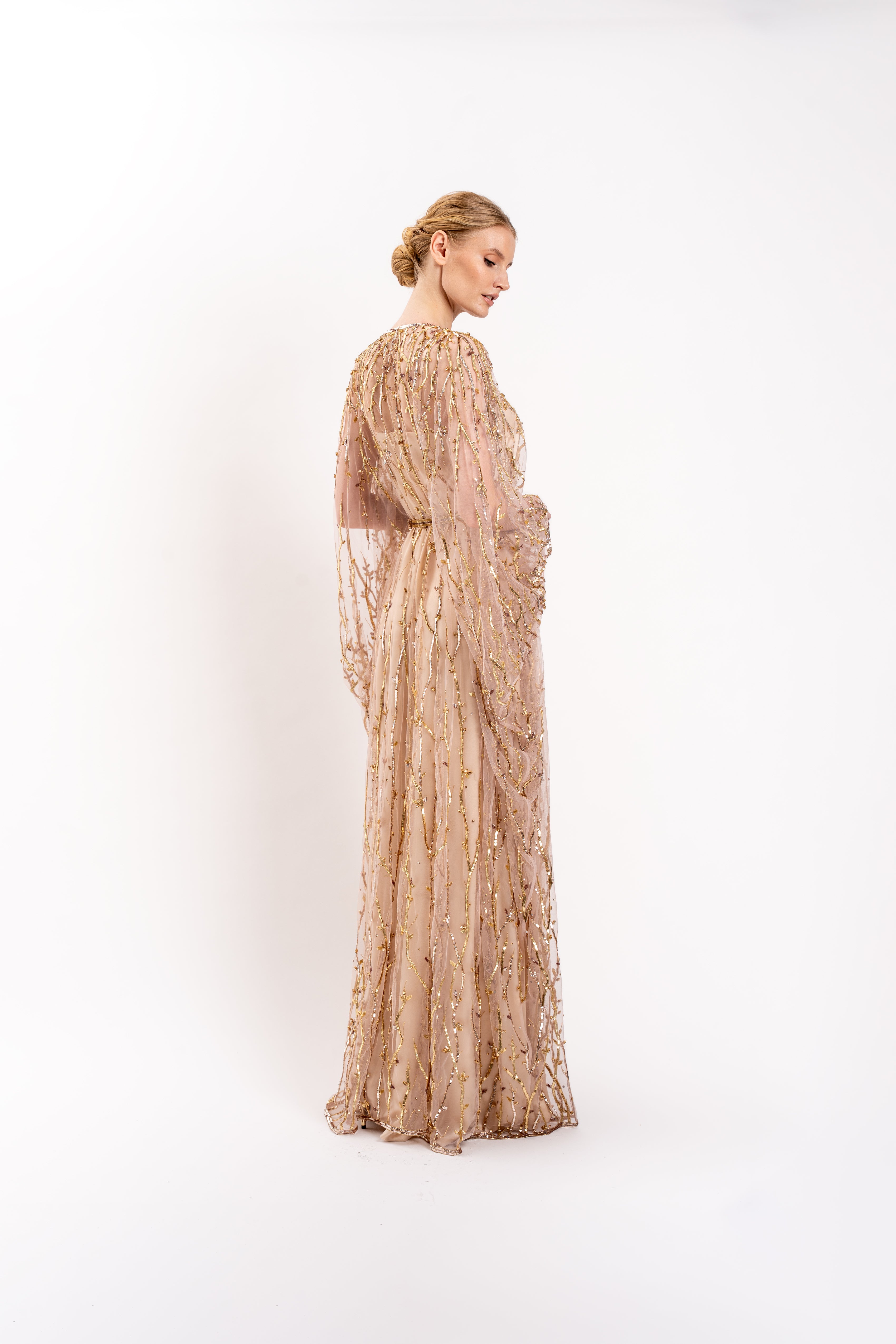 Look 9 - Gold and Topaz Embroidered Tulle Caftan