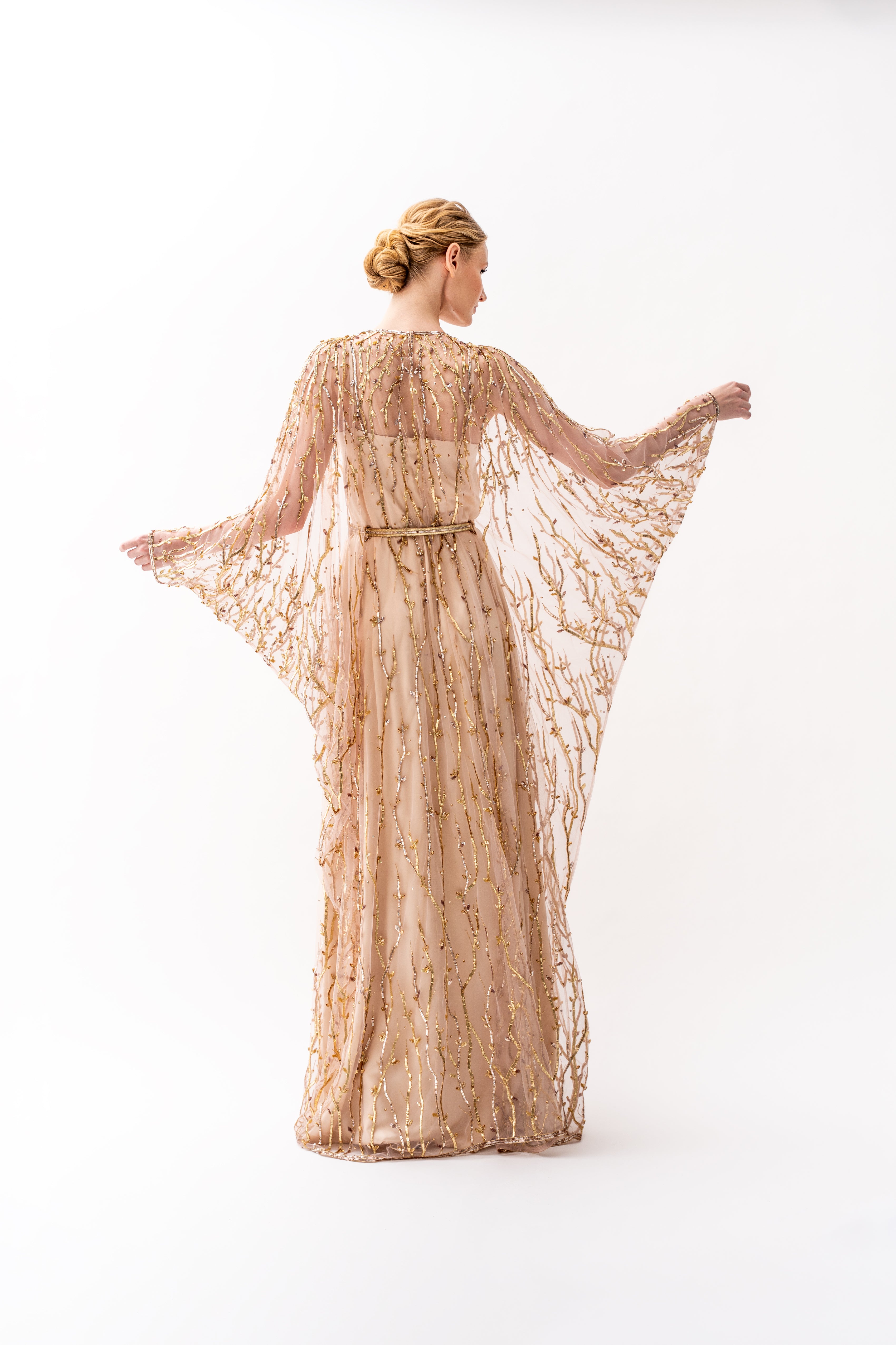 Look 9 - Gold and Topaz Embroidered Tulle Caftan