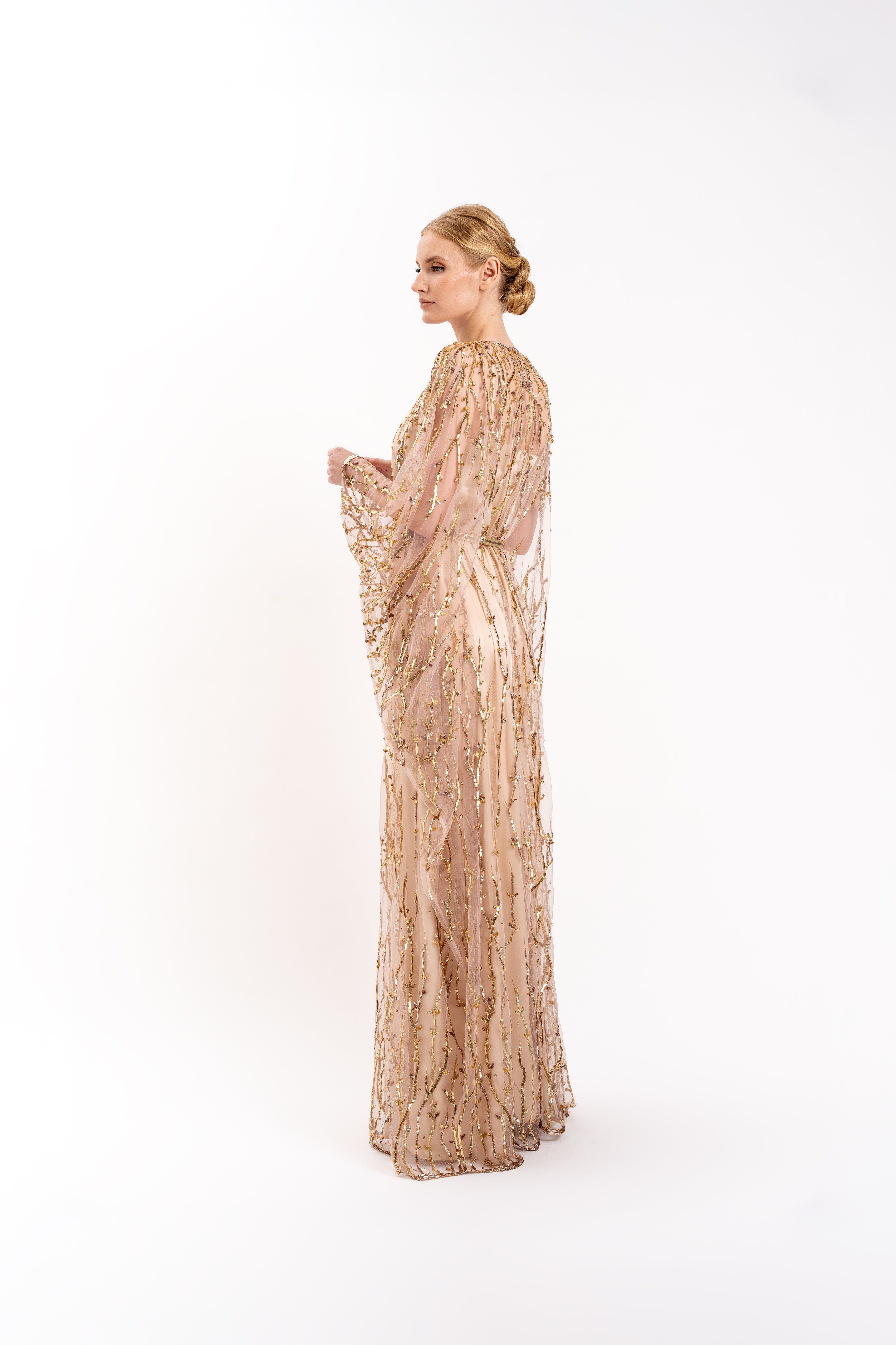 Look 9 - Gold and Topaz Embroidered Tulle Caftan
