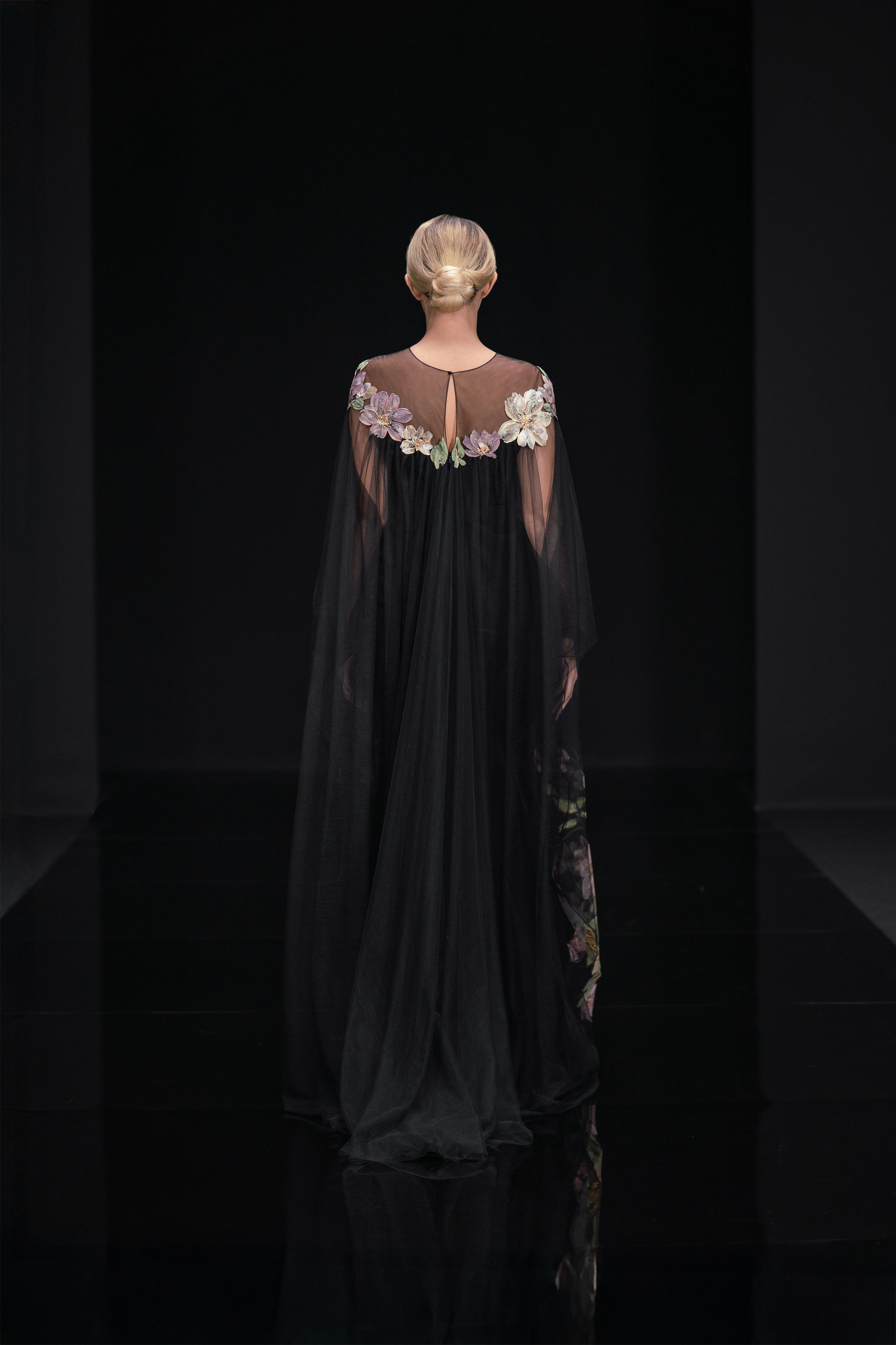 Look 10 - Hand-Painted Relief Tulle Caftan