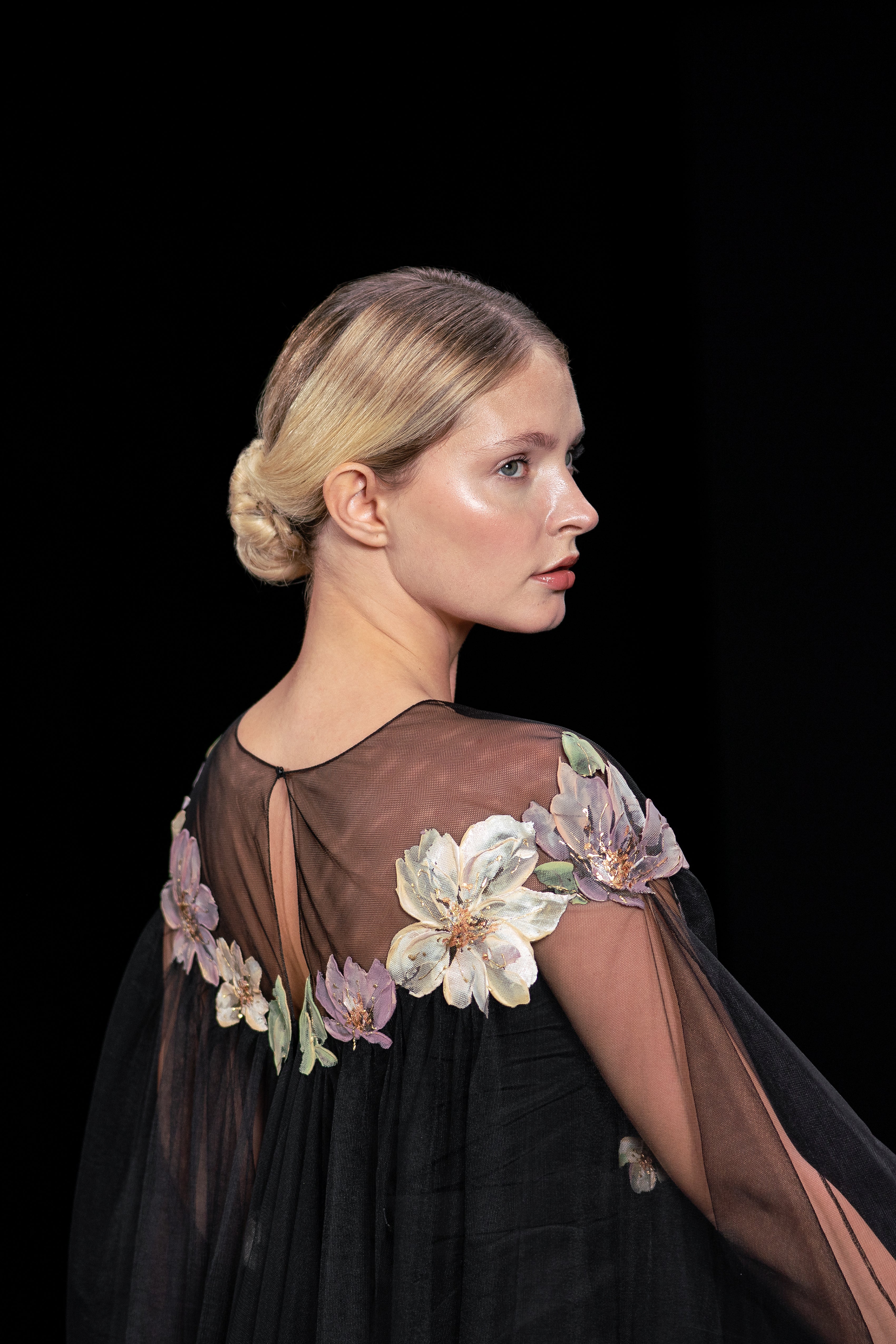 Look 10 - Hand-Painted Relief Tulle Caftan