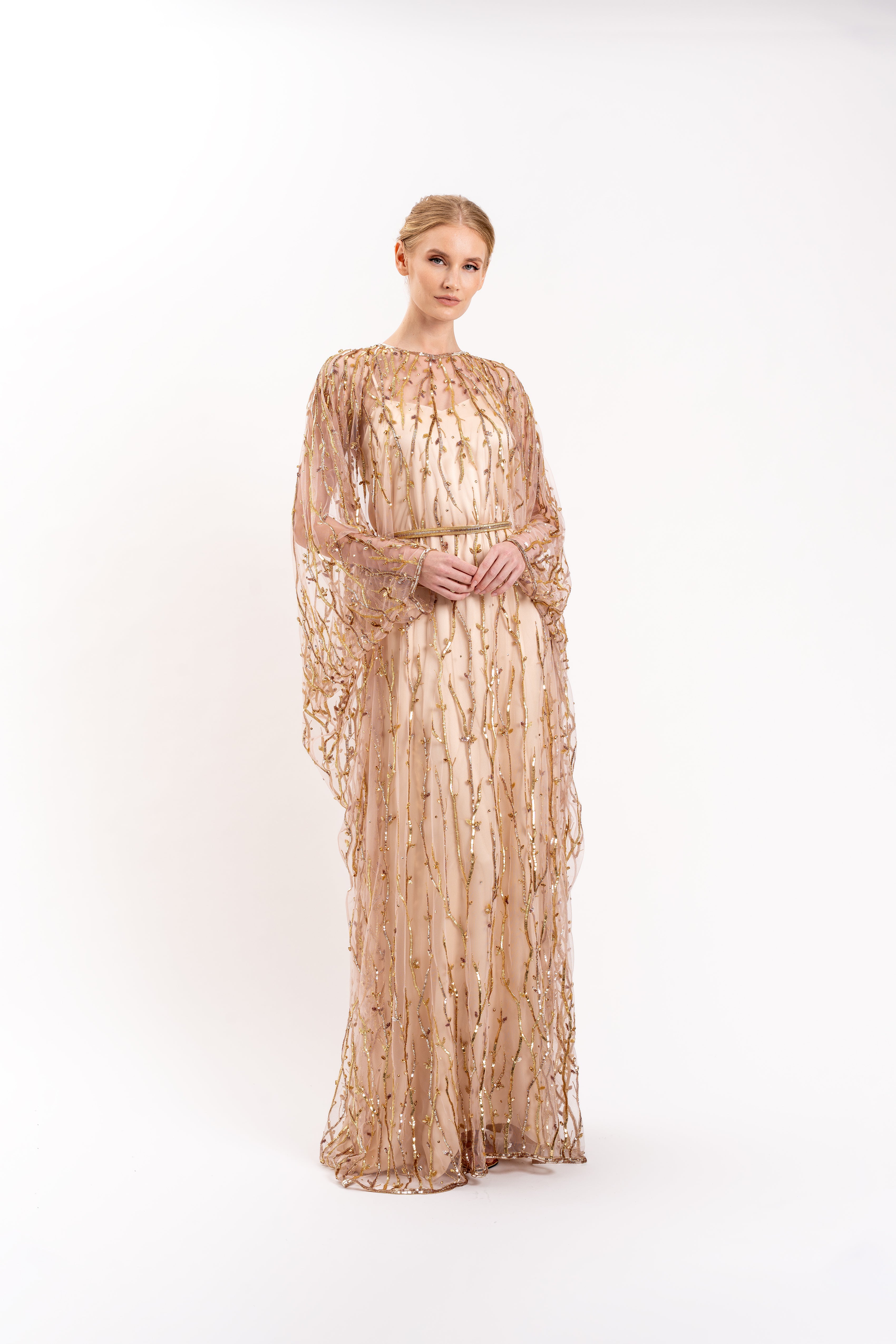 Look 9 - Gold and Topaz Embroidered Tulle Caftan