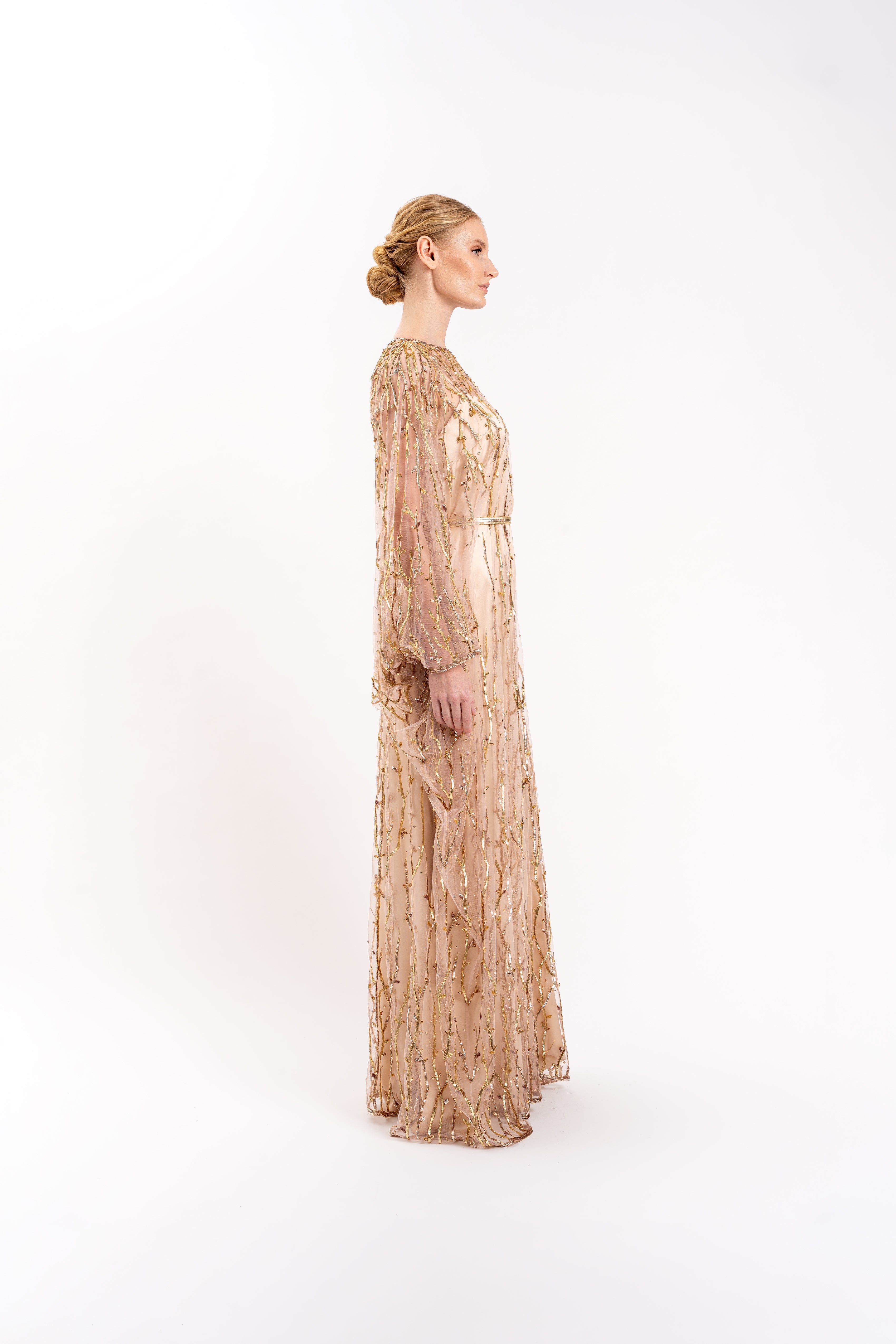 Look 9 - Gold and Topaz Embroidered Tulle Caftan