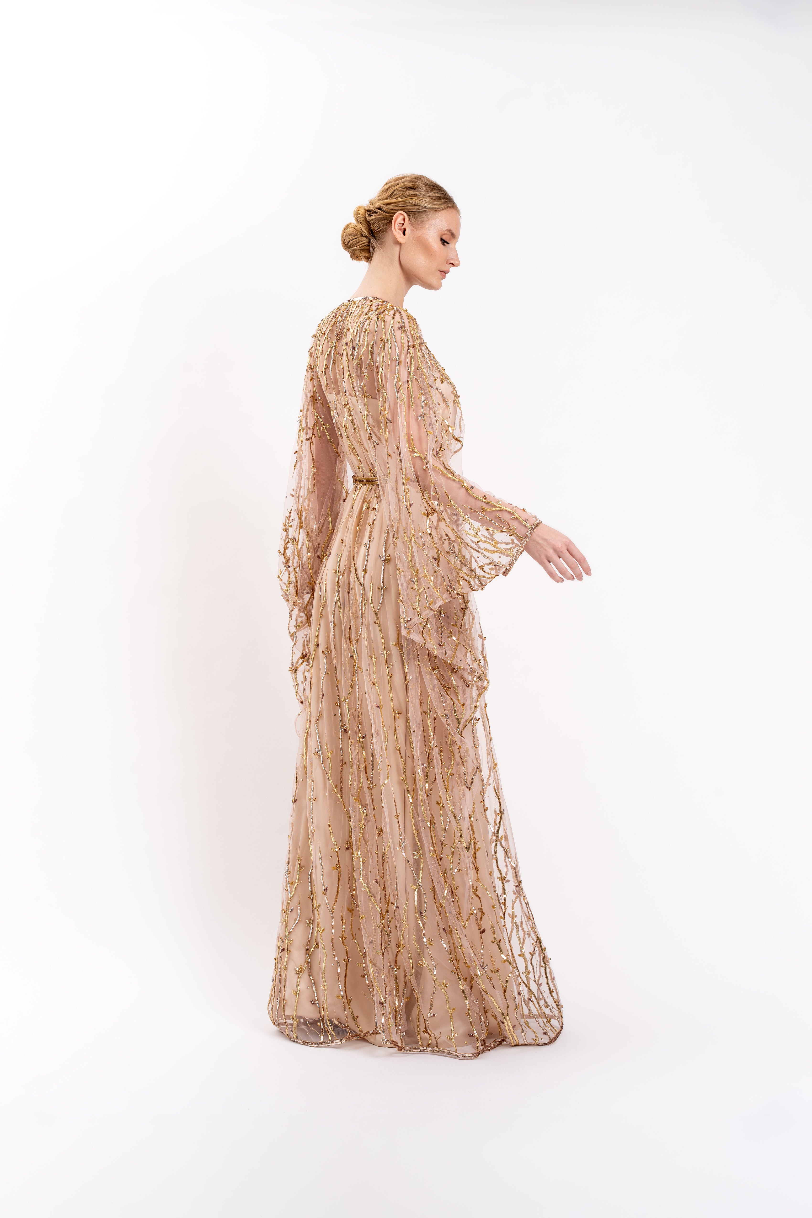 Look 9 - Gold and Topaz Embroidered Tulle Caftan