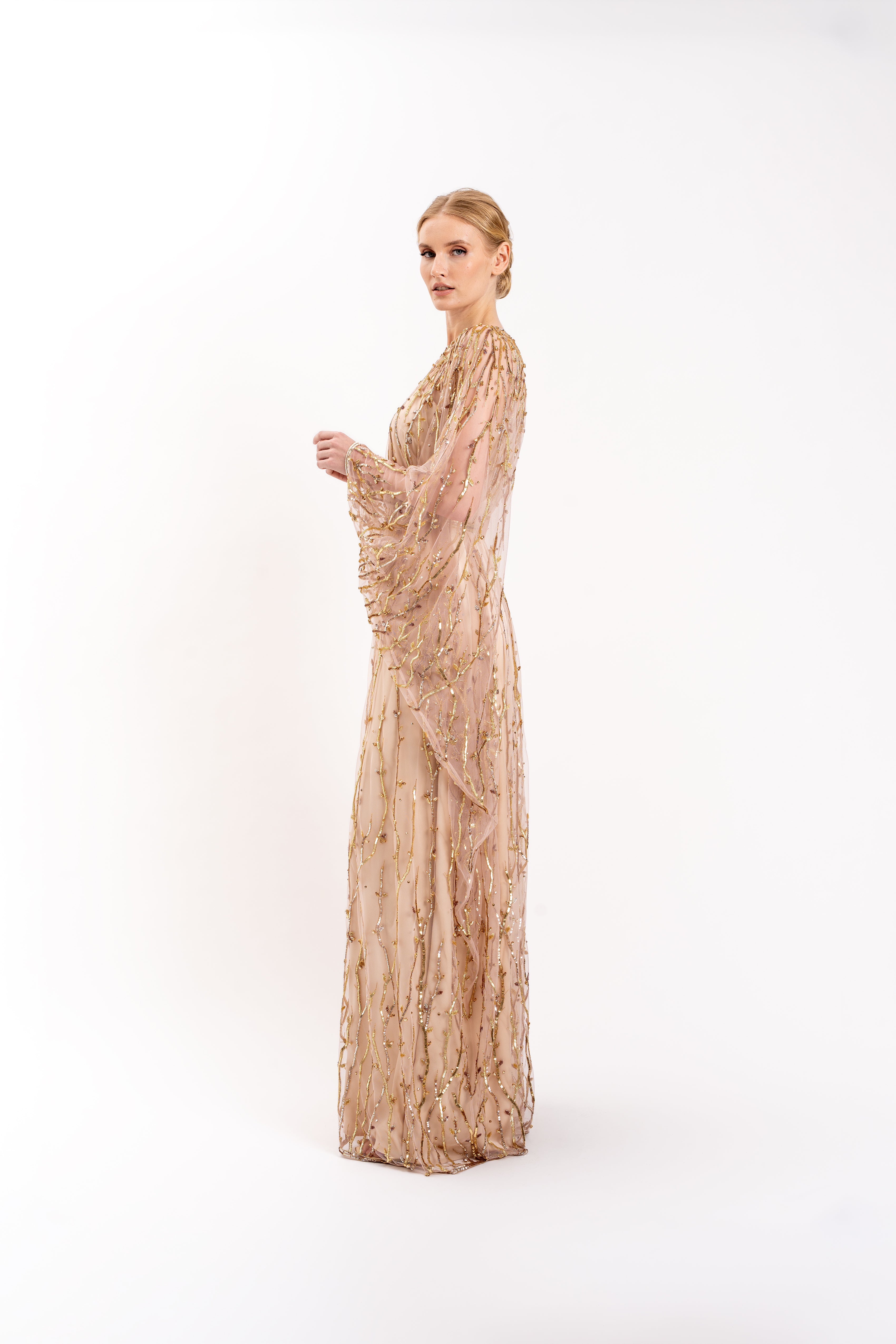 Look 9 - Gold and Topaz Embroidered Tulle Caftan