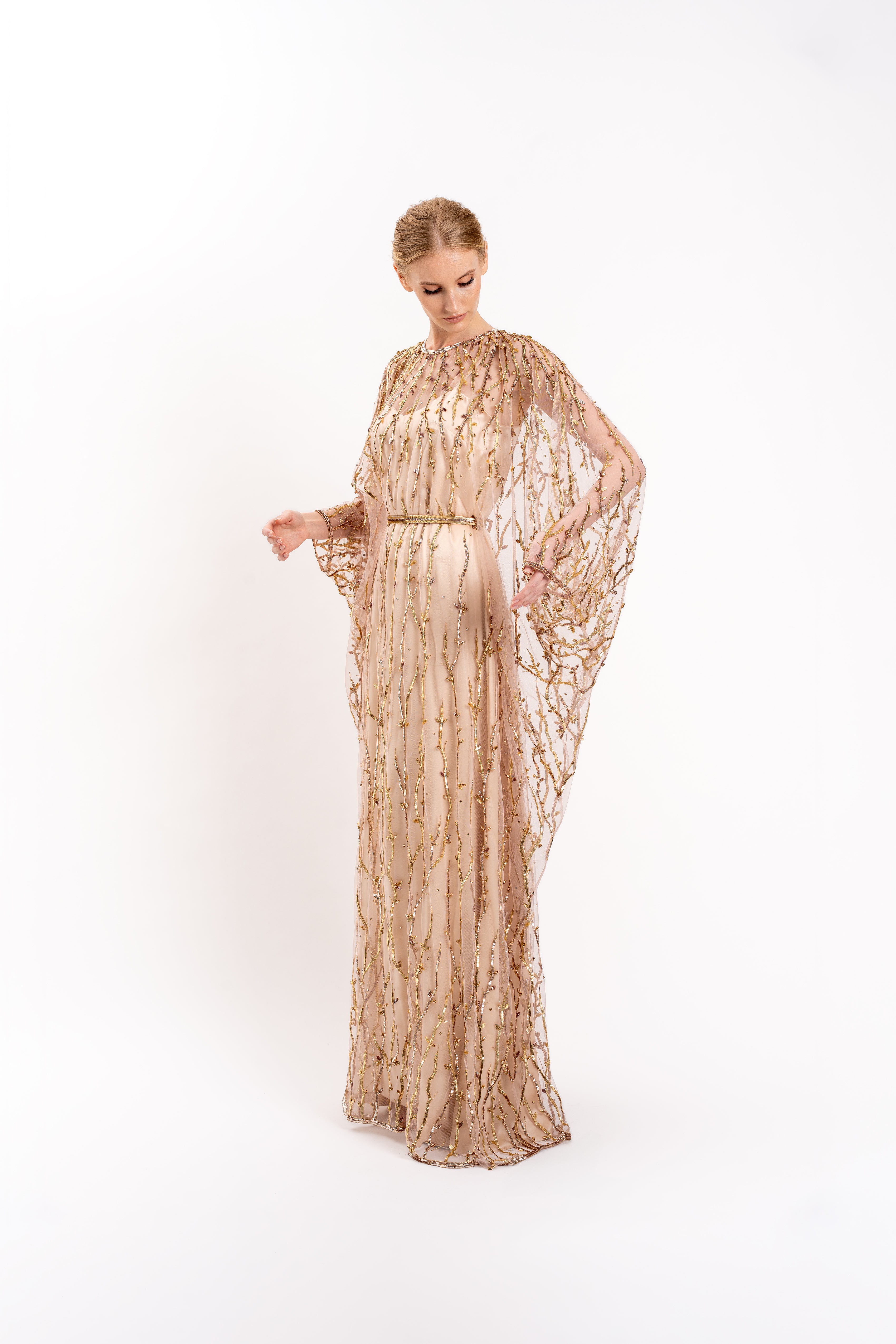 Look 9 - Gold and Topaz Embroidered Tulle Caftan